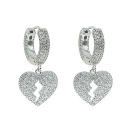 Hie Broken Heart Dangle Charm Hoop For Lady Geometric Hanging Earrings Female Big Modern Jewelry Oorbellen Accessories Bu8V6 Vncno2598