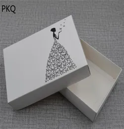 10 pçs caixa de presente de casamento de papel branco noiva impresso papelão caixa de embalagem de papel vestido de casamento jóias roupas package2797579