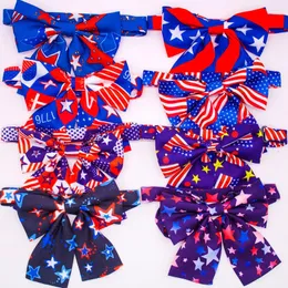 Ubrania dla psów 80PCS Bowtie American Independence Day Małe duże muszki krawat Regulowany kołnierz kotów dla zwierząt domowych