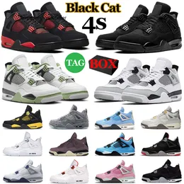 With BOX Designer Jumpman 4 Mens Basketball Shoes Military Black Cat 4s J4 Red Thunder Cement Canvas A Ma Maniere Seafoam Men Womens Thunder Trainers Sports