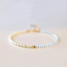 Beaded Trendy Super Thin 2mm Light Sky Blue Natural Aquamarine Freshwater Pearls Beads Beaded Bracelets for Women Fine Jewelry YBR630 231208