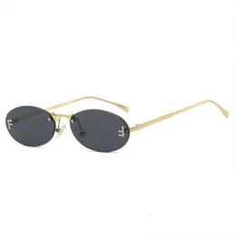 8115 Star Style Elegant Diamond Set Oval Male Letter "F" Frameless Sunglasses Female