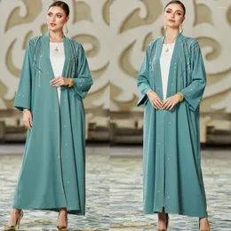 Ubranie etniczne muzułmańskie kobiety otwarte Abaya Diamond Cardigan Maxi Dress Turkey Kimono Islamic Eid Party Dubai Kaftan Arab Maroko szata jalabiya