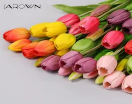 Jarown 5 Heads Tulip人工花本物のタッチ人工花束結婚式の装飾のための偽の花ホームガーデン装飾264781636