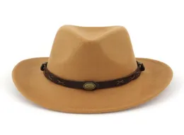 Femmes homme laine feutre Western Cowboy chapeaux à large bord Jazz Fedora Trilby casquette Panama Style carnaval chapeau disquette Cloche Cap5251090