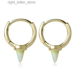 Stud 925 Sterling Silver Vermeil Jewelry Mini Small Huggie Hoop With Opal Turkoises Spike Earring for Women YQ231211