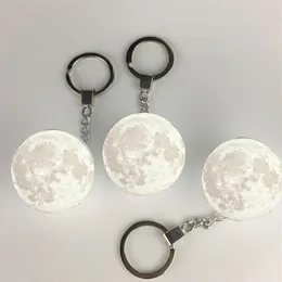 أضواء ليلية محمولة 3D Planet Keyring Moon Light -keychain decoration مصباح الزجاج سلسلة مفتاح الكرة للطفل الإبداعي 257S