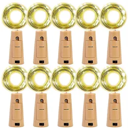 Cordas de luz para garrafa de cortiça, alimentadas por bateria, 2m, luzes led, iluminação para bar, festa de aniversário, garrafas de vinho, barra de iluminação, com 10 peças