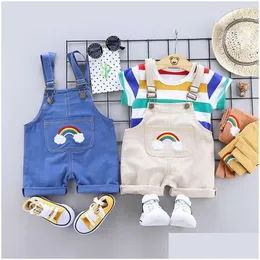 Kleidung Sets Sommer geboren Baby Jungen Kleidung für 1 Jahr Geburtstag Junge Outfit T-Shirts Strap Shorts Anzüge Babys Tuch G1023 Drop Deliv Otu7B