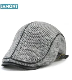 Berets Original JAMONT Qualität Englisch Stil Winter Woolen Ältere Männer Dicke Warme Baskenmütze Hut Klassisches Design Vintage Visier Cap Snapb8178746