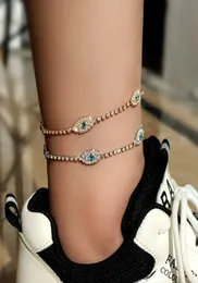 Ins moda mau olhos strass ouro prata cor tornozeleiras para mulheres brilhando cristal completo tênis corrente tornozeleira perna corrente jóias g12133204