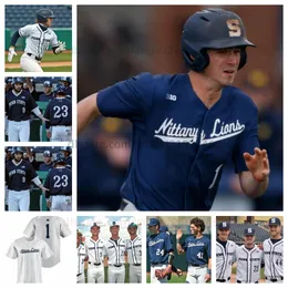 Penn State Nittany Kevin Michaels Lions camisa de beisebol costurada qualquer nome número Travis Luensmann CJ Carmichael Adin Zorn Aiden Coleman Matt Maloney Zach Mizrahi
