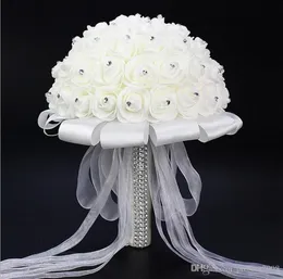 Düğün Buket Çarpıcı Kristal Yapay Düğün Buketleri Düğün Aksesuarları Rose Flowers de Mariage Gelin Buket8045124