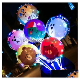 Décoration de fête LED Cartoon Bobo Ball Ballon Lumineux Allumer Ballons Transparents Jouets Clignotant Noël Mariage Bar Club Drop Dhca6