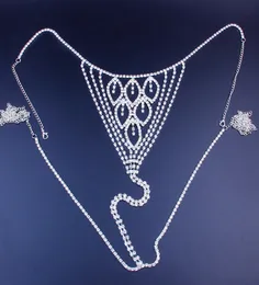 Bladform Rhinestone thong bikinikedja underkläder för kvinnor sexiga kroppsmycken kristall trosor midja kedja tillbehör2731877