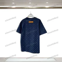 xinxinbuy Maglietta da uomo firmata T-shirt Lettera jacquard lavorata a maglia a maniche corte in cotone da donna Nero bianco blu grigio rosso S-2XL