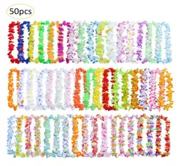 50pcs Hawaiian Leis Garland Colar artificial Hawaii Flowers Party Supplies Praia Diversão Wreath Wrinal