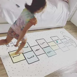 Halılar Kids Hopscotch Zemin Halı Mat 63x31in Büyük Uzay Oyun Paspasları kaymaz Sile Sırt Aşınma Dayanıklı Haleler Çocuk odaları için uygun