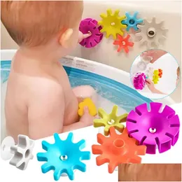 Bath Toys Montessori Baby Sug Cup Gear Rotation Colorf Spinning Waterwheel Water Toy i 0 12 månader 1 år Drop Delivery Kids Mat Dhlyz