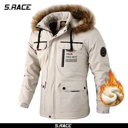 Jaquetas masculinas homens inverno quente velo grosso blusão jaqueta casaco parkas moda gola de pele destacável jaqueta impermeável homens 231208