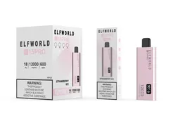 Original Factory Wholesale Elf World Electronic Cigarette 600mAh Battery Rechargeable 0% 2% 3% 5% Nicotine Salt Elfworld I15 PRO 12000 Puffs 15000 Puffs Vape Bar