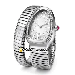 Moda Tubogas 101816 Senhoras Relógios 102493 SP35C6SDS 1T Relógio Feminino Swiss Quartz White Dial Diamond Bezel SS Steel Winding Brac295O