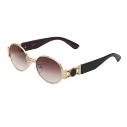 2023 Роскошные классические круглые солнцезащитные очки высшего качества, дизайнерские модные брендовые мужские и женские солнцезащитные очки, металлические стеклянные линзы w232q