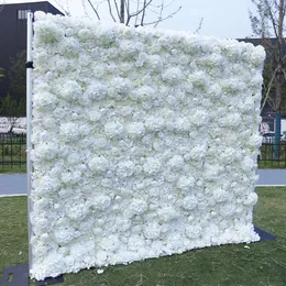 5D أبيض أخضر الوردة القماش الكريانغا لفة الزهور من الزهور الحائط النسيج معلق الستار الجدار الحدث حفل زفاف الخلفية ديكو