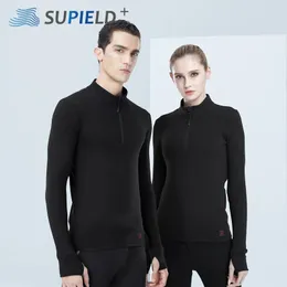 Men's Thermal Underwear SUPIELD Aerogel Sports Zipper Thermal Underwear Men Women High Collar Camiseta Termica Sport Thermo Shirt Winter Warm Clothing 231211