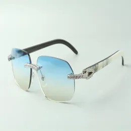 Direct's Endlosdiamant-Sonnenbrille 3524024 mit gemischten Büffelhornbügeln, Designerbrillengröße 18-140 mm217G