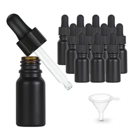 Botellas de almacenamiento Frascos 12 piezas Botella cuentagotas recubierta negra Aceite esencial Líquido de vidrio Gota de 10 ml para pipeta de masaje Recargable 264L