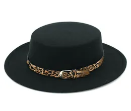 Moda Kadınlar Yün Karışım Bowler Cap Domuz Pastası Şapka Caz Şapkası Geniş Memlu Düz Üst Gösteren Sailor Leopar Lether Belt8864937