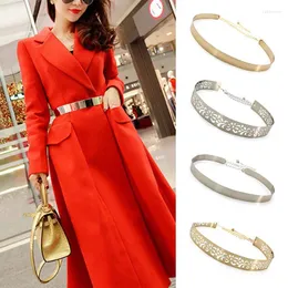 أحزمة Q Women Belt Retro Metal Wide for Coat Dress Wild Golden Weistband Chain chain