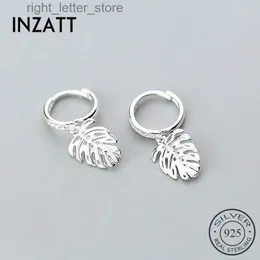 Stud INZATT New Arrival Monstera Leaf Tropical Plant Zircon Hoop Earrings Charm 925 Sterling Silver Rose Gold Color FINE Jewelry YQ231211