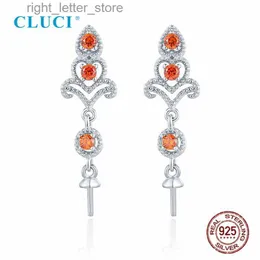 Stud CLUCI 925 Sterling Silver Red White Cubic Zircon Pearl Ethnic Women Stud Earrings Fittings Party Wedding SE177SB YQ231211