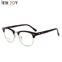 Ienjoy óculos redondos de liga de metal, óculos de marca para pernas transparentes, retrô, fashion, miopia, para homens e mulheres, armação de óculos de sol 218f