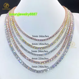 925 Silver Yellow Gold/Rose Gold Plated 3mm 4mm 5mm 6mm 6.5mm Iced Out Moissanite Tennis Necklace Moissanite Manufacturer