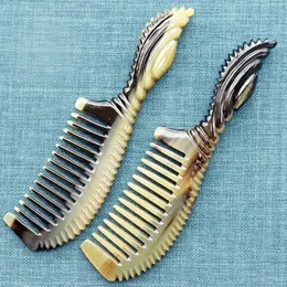 Hårborstar naturligt horn material hårvård massage verktyg fin tandkam antistatisk vård hår handgjorda av oxhornkam 20 cm 231211
