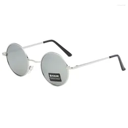 Sunglasses KDEAM Silver Mirrored Lens Round Polarized Sun Glasses Alloy Frame Vintager Designer Shades Men Women Beach Sport Gafas UV