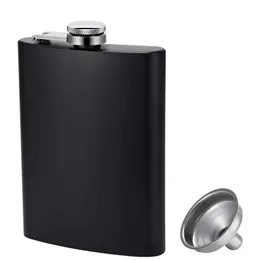 Hip Flasks LMETJMA Matte Black Hip Flask for Liquor Stainless Steel Leak proof with Funnel Flask set Drinking Whiskey Flask KC0454 231211