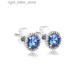 Stud Tudo Por 1 Real Frete Gratis Blue CZ Round Women 925 Sterling Silver Jewelry Crystal Girl Small Pave Stone Earrings YQ231211