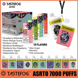 Tastefog Astro 7000 inhalaciones vape pluma desechable 2% 16 ml 650 mah cigarrillo electrónico recargable bobina de malla vaporizadores desechables con cordón