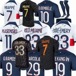 2023 2024 M.Asensio Mbappe Kolo Muani Soccer Jerseys Kang in Lee Skriniar Zaire-Emery N.Mendes Ugarte O.Dembele Hakimi Barcola G.Ramos _Jerseyy