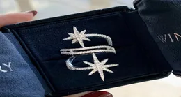 Ather Star Promise Ring Real 925 Sterling Silver Micro Pave Aaaa Cyrron Party Wedding Pierścienie dla kobiet Prezent biżuterii 1194958