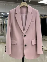 Ternos femininos blazers mulheres jaquetas rosa pequeno terno feminino casaco casual pequeno solto versão coreana pequeno terno feminino design sentido blazer feminino 231211
