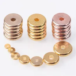 Inne solidne metalowe metalowe złote różowe płaskie okrągłe kształt 4 mm 6 mm 8 mm 10 mm 12 mm 14 mm luźne koraliki dystansowe do produkcji biżuterii 210J