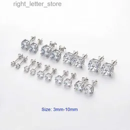 Stud LESF 925 Sterling Silber 3mm-10mm Neue Klassische Runde Schnitt Hohe Qualität SONA Stein Ohrringe Hochzeit Schmuck für Frauen YQ231211