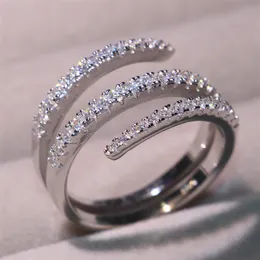 2019 Nieuwe Collectie Klassieke Sieraden Pure 100% 925 Sterling Zilver Pave Witte Saffier CZ Diamant Vrouwen Bruiloft Bruids Ring Voor love331F