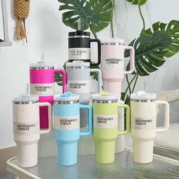 Quencher H2.0 40 Unzen Edelstahl Tumblers Tasse Tassen Silikongriff Deckel und Stroh 2nd Generation Auto Becher Vakuum isoliertes Wasserflaschen