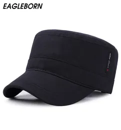 EAGLEBORN 2020 Classic Vintage Flat Top Mens Washed Caps And Hat Adjustable Fitted Thicker Cap Winter Warm Military Hats For Men T9929307